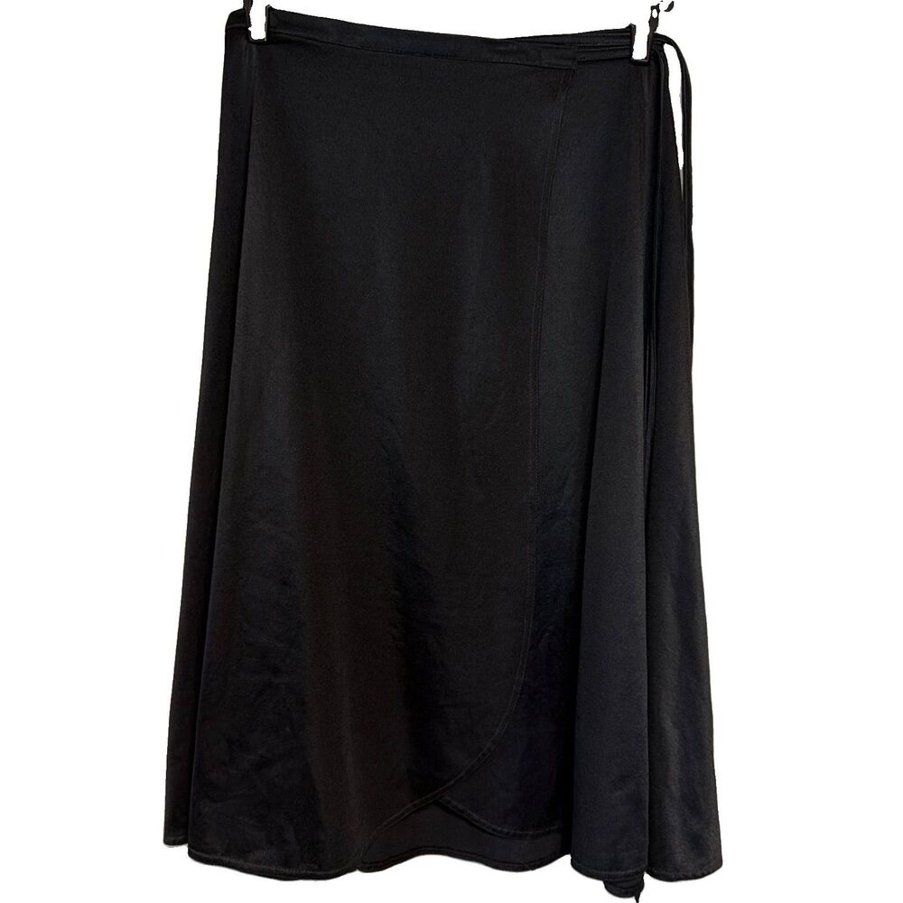 Vintage 90s Capezio Black Wrap Tie Flared Dance Skirt Made in USA Med Above Knee